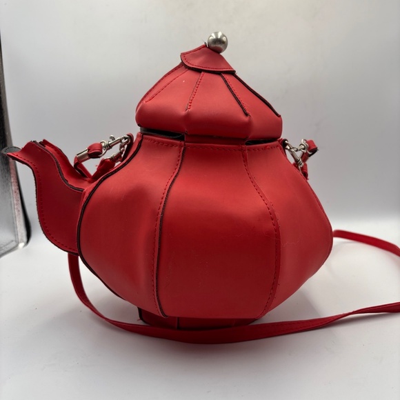 Rare PYLONES Teapot Shape Purse Vintage Red Handbag Teabag Crossbody - Picture 14 of 14